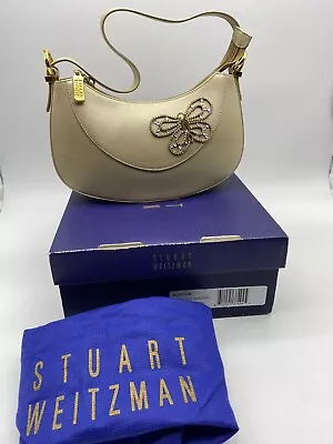 Vintage Stuart Weitzman Leather Beige Evening Handbag Purse Designer Bag • $38.25