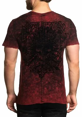 AFFLICTION Men's T-shirt AC TRIBAL Black/Red Biker Indian Skull S-3XL • $29.99