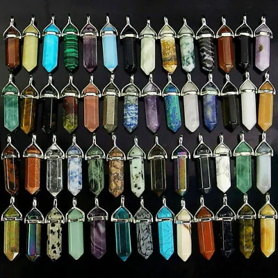 48PC Chakra Quartz Crystal Point Healing Gemstone Pendant Necklace Stone • $21.99