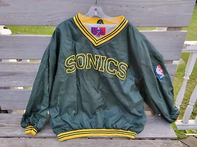 Vintage NBA SEATTLE SONICS Basketball Pullover STARTER Jacket Mens XL Pro Player • $90