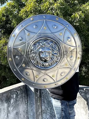 Lion Face Round Medieval Shield Knight Armor Shield Solid Steel Size 24 Inches • $116.93