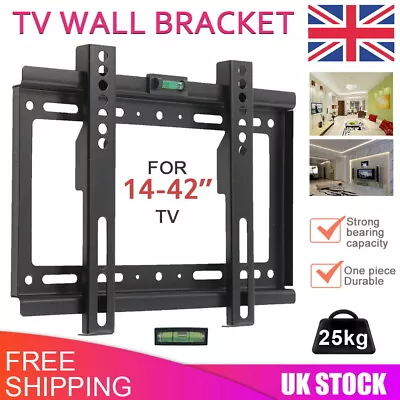 Tv Wall Bracket Mount Slim For 14 21 26 30 32 40 42 Inch Flat 3d Lcd Led Plasma • £7.49