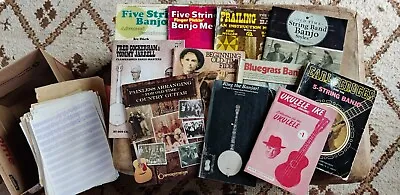 Vtg Banjo Ukulele Fiddle Music Instruction Book Collection 11 Titles Plus Papers • $36