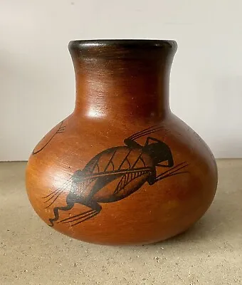 Handmade Mexican Baderaware Clay Kokopelli Fertility Art Vase Signed R. Galvan • $21
