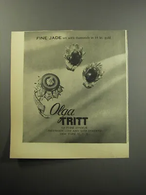 1957 Olga Tritt Jewelry Advertisement - Fine Jade Set With Diamonds • $19.99