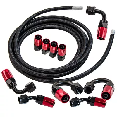 £193.75 • Buy AN6 -6AN AN-6 Fitting Stainless Steel Nylon Braided Oil Fuel Hose Line 16FT Kit