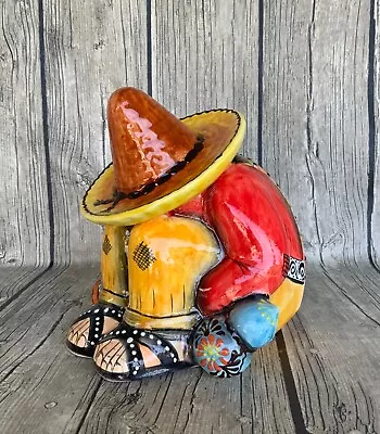 Mexican Talavera Sleeping PANCHO W/ Sombrero • $39