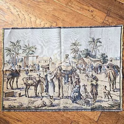 Vintage Middle Eastern Scene Wall Hanging Tapestry 25  X 35  Market Baskets • $79.99