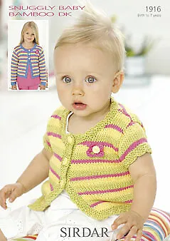 £3.49 • Buy Sirdar Baby Knitting Pattern - Cardigans - 1916 - Snuggly Baby Bamboo DK