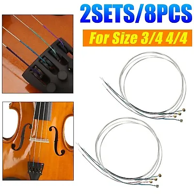 2 Sets 3/4 4/4 Violin Strings E A D G Nickel Silver Wound Replacement Medium Set • $9.48