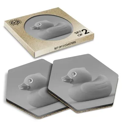 2 X Hexagon Coasters - BW - Toy Duckling Bath Time Baby Boy #37621 • £5.99