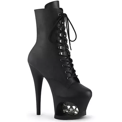 Pleaser 7  Heel 2  Cut-Out Pf Lace-Up Ankle Boots Adult Women Shoes Moon/1020Sk • $114.88