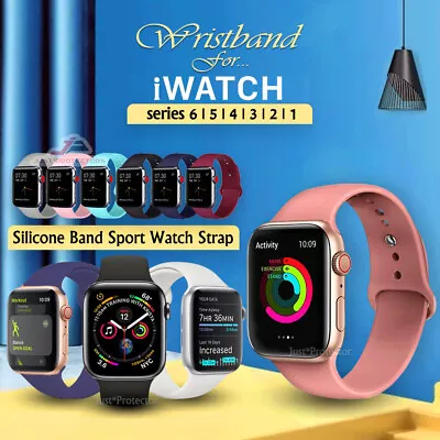 $8.99 • Buy For Apple Watch 40/41/42/44/45mm 6 7 8  SE  Wrist Band Silicone Sports Strap