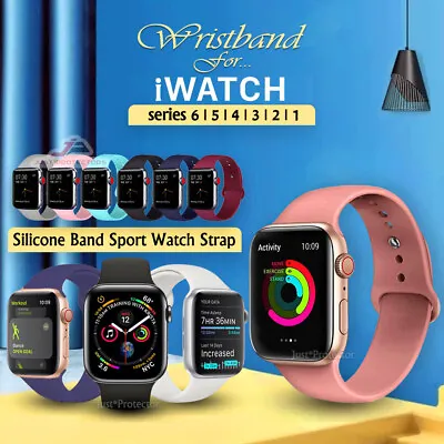 $8.99 • Buy For Apple Watch IWatch Wrist Band 6 3 5 4 SE Silicone Sports Strap 38/40/42/44mm