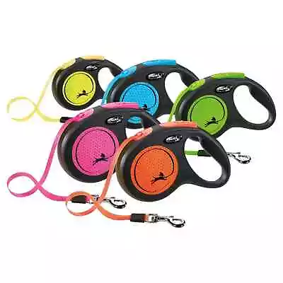 Retractable Tape Dog Lead Flexi New Neon Reflective Extendable Strong Dog Leash • £24.90