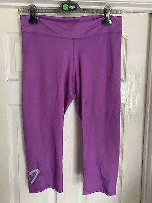 Gym Purple Zumba Stretch Pants Gym Trousers Leggings Stretch Cropped Size XS 6 8 • £8.99