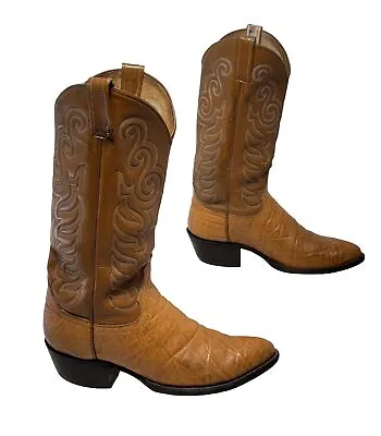 COWTOWN Exotic Leather Wildebeest Cowboy Boots Mens Size 8.5 D Vtg Motorcycle • $84.99