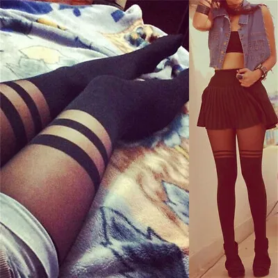 Black Sexy Women Temptation Sheer Mock Suspender Tights Pantyhose Stockings Bic • $3.43