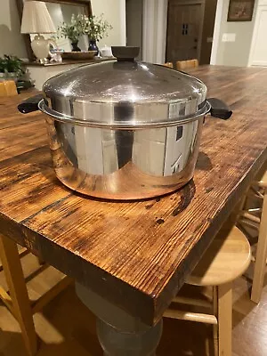 Vintage Revere Ware 6 Qt Dutch Oven Stock Pot Copper Clad Bottom Dome Lid Pre 68 • $29.99