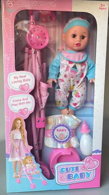 Baby Doll My First Dolls Pram & Doll Set - Girls Toy Stroller - Baby Doll Push • £24.99
