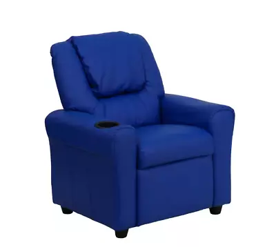 Flash Furniture Kids Recliner Hardwood Frame Blue Vinyl W/ Cup Holder + Headrest • $174.92