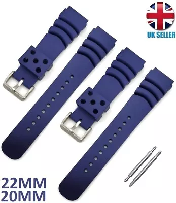 Citizen Seiko Compatbile Navy Blue Rubber Diver Watch Strap Sport Band 20-22mm • £4.99