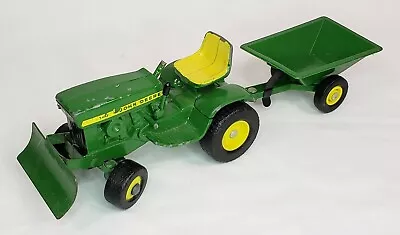 Vintage John Deere 140 Lawn Mower Garden Tractor W Blade & Cart Ertl 1/16 Scale • $68