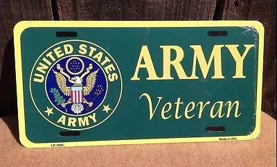 US Army Veteran Green Military Metal License Plate Auto Car Truck Tag • $11.95