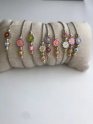 £3.45 • Buy Colourful Daisy Beaded Lucky Devil Eye Bracelet Women Girls Childrens Gift