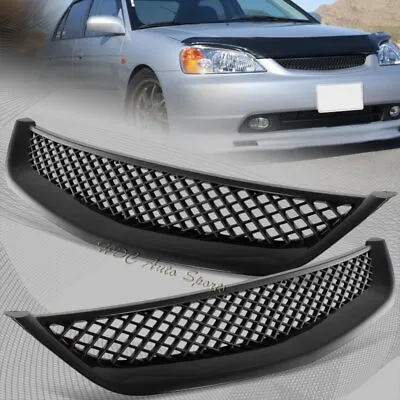 For 2001-2003 Honda Civic JDM Type R Black Mesh ABS Front Hood Grille Grill • $17.99