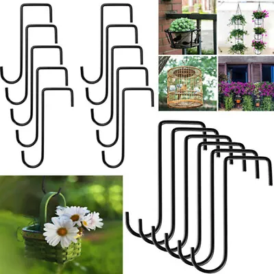 Metal Fence Hooks Heavy Duty Hanging Basket Brackets Garden Plant Hanger Hooks • £3.99