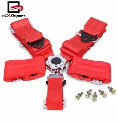 UNIVERSAL 5 POINT CAM LOCK RACING HARNESS SEAT BELT KIT 3  RED USA Seller • $60