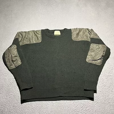 Cabelas Lambswool Sweater Mens Large Green Crewneck Suede Elbow Pads Hunting • $24.99