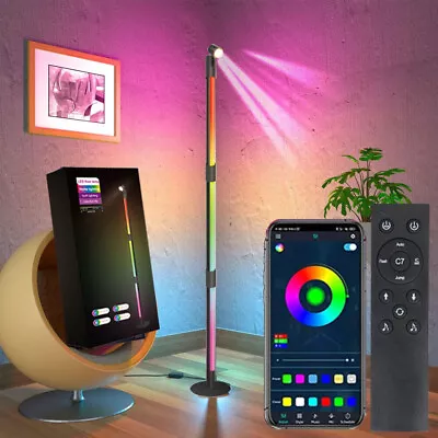 53  RGB LED Corner Floor Lamp RGBIC Ambient Light App DIY IR Dimmable Music Sync • $44.10