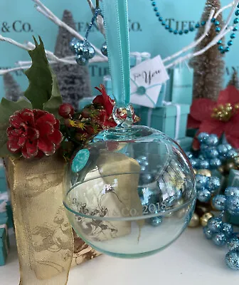 $325 • Buy Tiffany&Co Crystal Ball Ornament Blue Glass Christmas Tree Holiday 2018 W Box