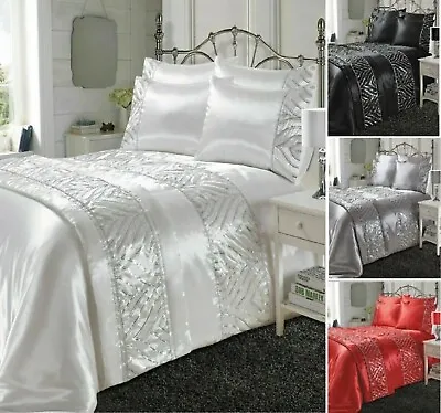 Luxurious SHIMMER Shiny Satin Silk Laces Duvet Covers Bedding Set Or Bed Runners • £13.99