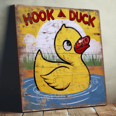 Hook A Duck Funfair Game Sign Handmade Fairground Stall Décor Large 34cm Plywood • £35