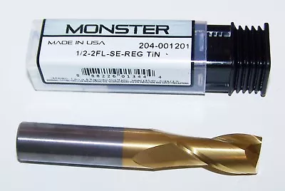 1/2  (.5000) Carbide 2 Flute Endmillstd Length Tin Coated  204-001201 • $33.60