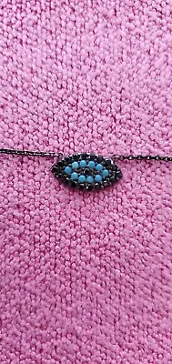 $25 • Buy 925 Sterling Silver Evil Eye Dark Plated Necklace 16.5 -17.5  From Greece