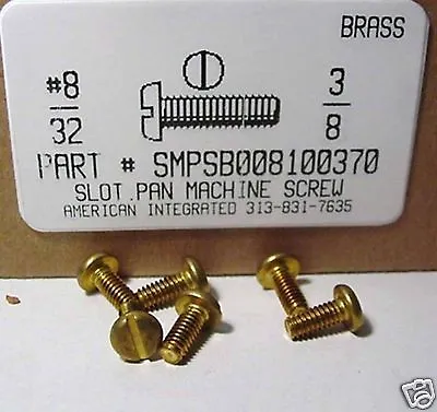 #8-32x3/8 Pan Head Slotted Machine Screws Solid Brass (30) • $13.35