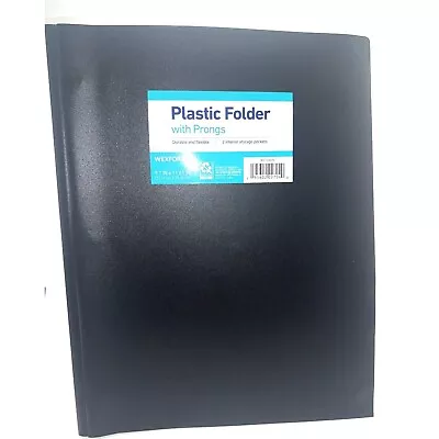 Wexford 3 Prong Plastic Folders 7PK 2 Pockets Black • $6.24