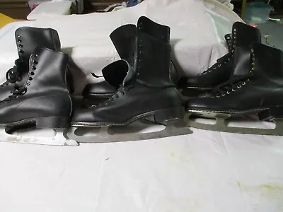 3 Pair Of Vintage Ice Skates - Men's - Used - Great For Decorating • $15