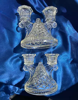 Pair Of 2 Vtg Antique Double Arm Cut Crystal Candelabra • $18