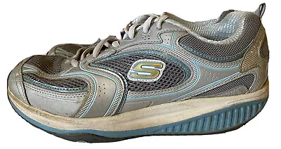 Skechers Shape Ups XF Accelerator ￼Women 9 Silver Blue Fitness Walking Toning • $21.22