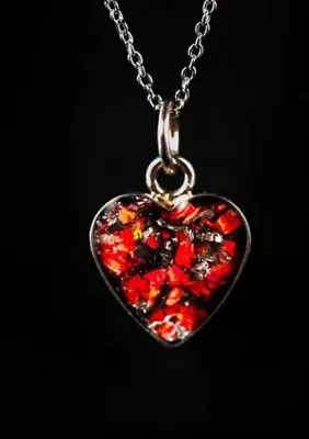 Space Age Meteorite Red Heart Necklace With Certificate Of Authenticity • $19.99