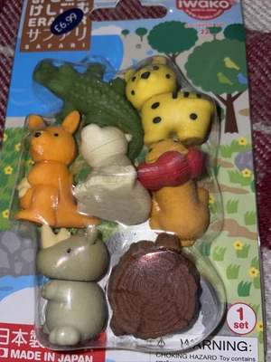 £19.99 • Buy 7x IWAKO Japanese Puzzle Eraser Rubbers - IWAKO Safari Animal Erasers Lion Tiger