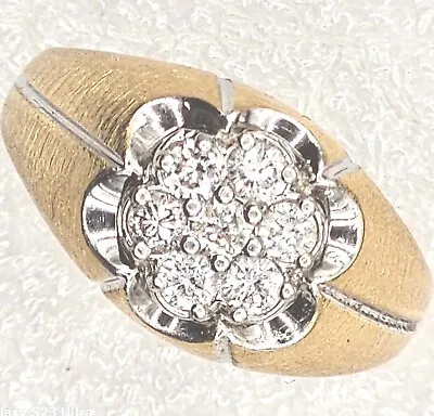  Men's 14k Y/G  7- Grams Round Cluster Ring  7-Diamonds .50Ct 1/2 Ct*Size 10 1/2 • $499.95