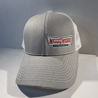 Krispy Kreme Doughnuts Mesh HAT Trucker Cap Retro Style Gray White Snapback • $27