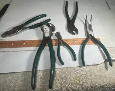 5 Vintage S-K TOOLS PLIERS Incl. Bent Needle Nose 2 Nipper 6  Slip-Joint Etc • $45