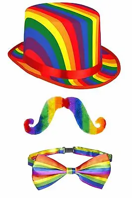 Gay Pride Rainbow Festival Unisex Carnival Dress Up Accessories Hat Bow Tie Tash • £14.99